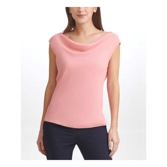 Dkny Tops Dkny Womens Coral Sheer Lined Sleeveless Cowl Neck Wear To Work Blouse M Poshmark